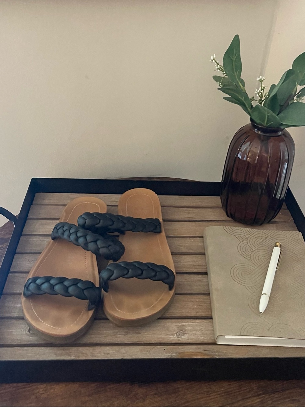 Women's Braided Slide Sandals in Black